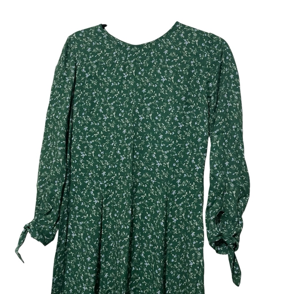 Reformation Green  Zelda Midi Dress Floral‎ Tie Sleeve Button Prairiecore Size 8 - Picture 6 of 15